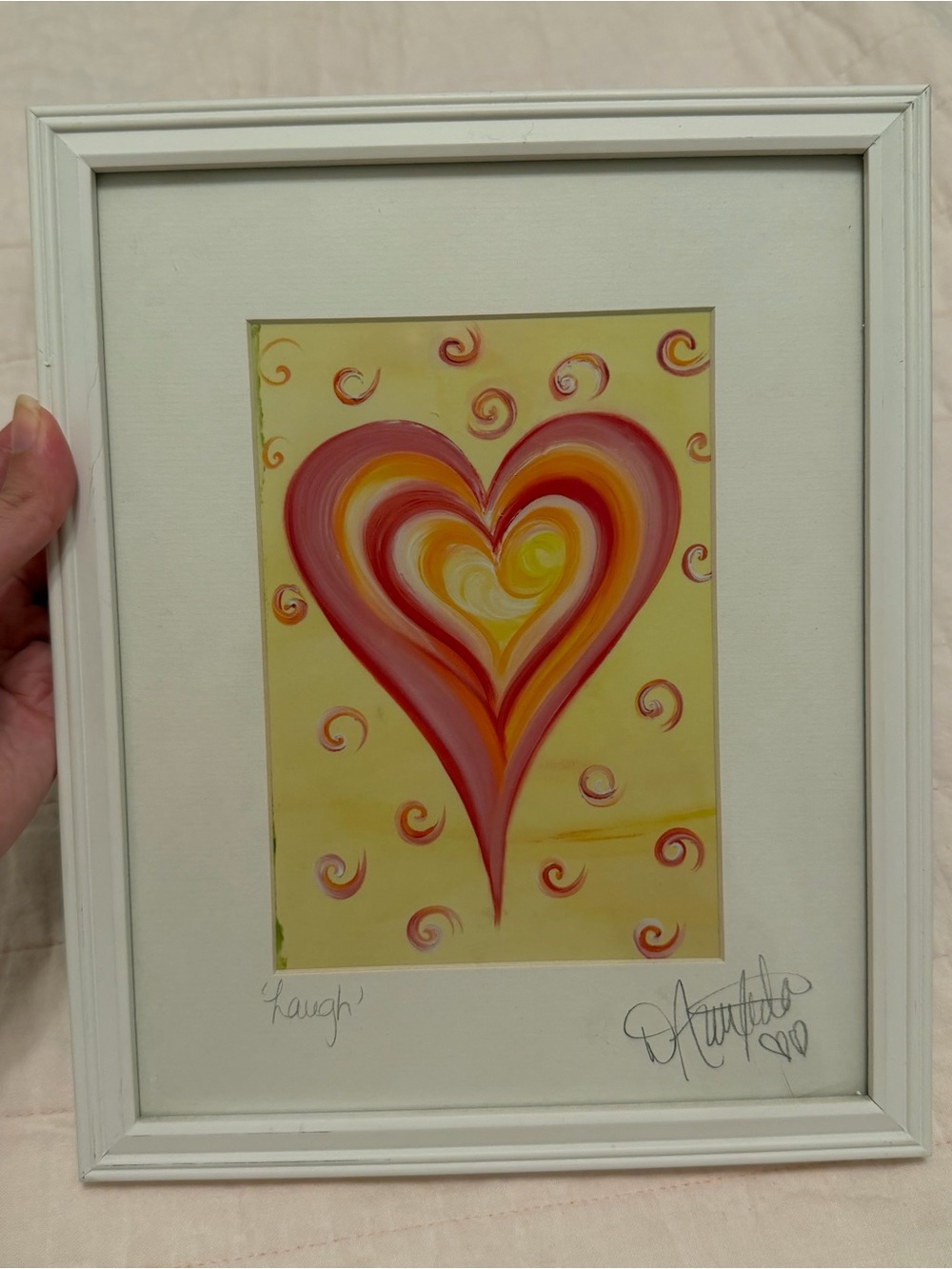 Framed Pink Heart Art Print By The Heart Artist Signed
